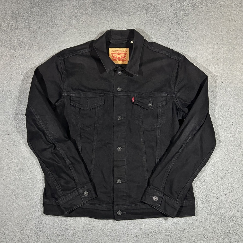 Levi's Black Denim Trucker Jean Jacket Men's Size Large #3733
